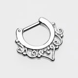 Detail View 2 of Goddess Filigree Septum Clicker-Steel