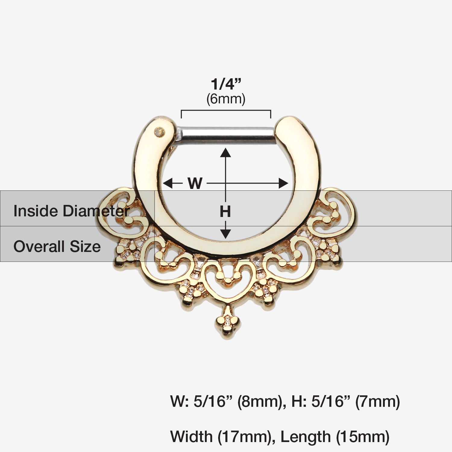 Detail View 1 of Golden Celestial Filigree Septum Clicker-Gold