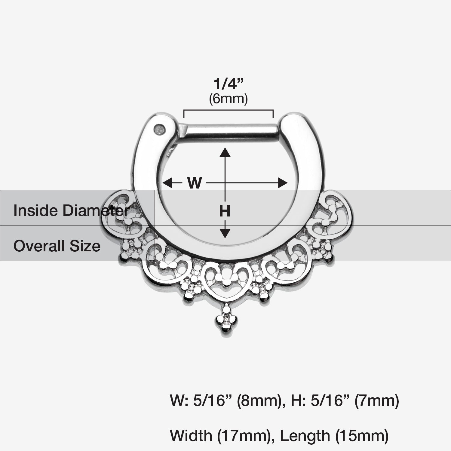 Detail View 1 of Celestial Filigree Septum Clicker-Steel