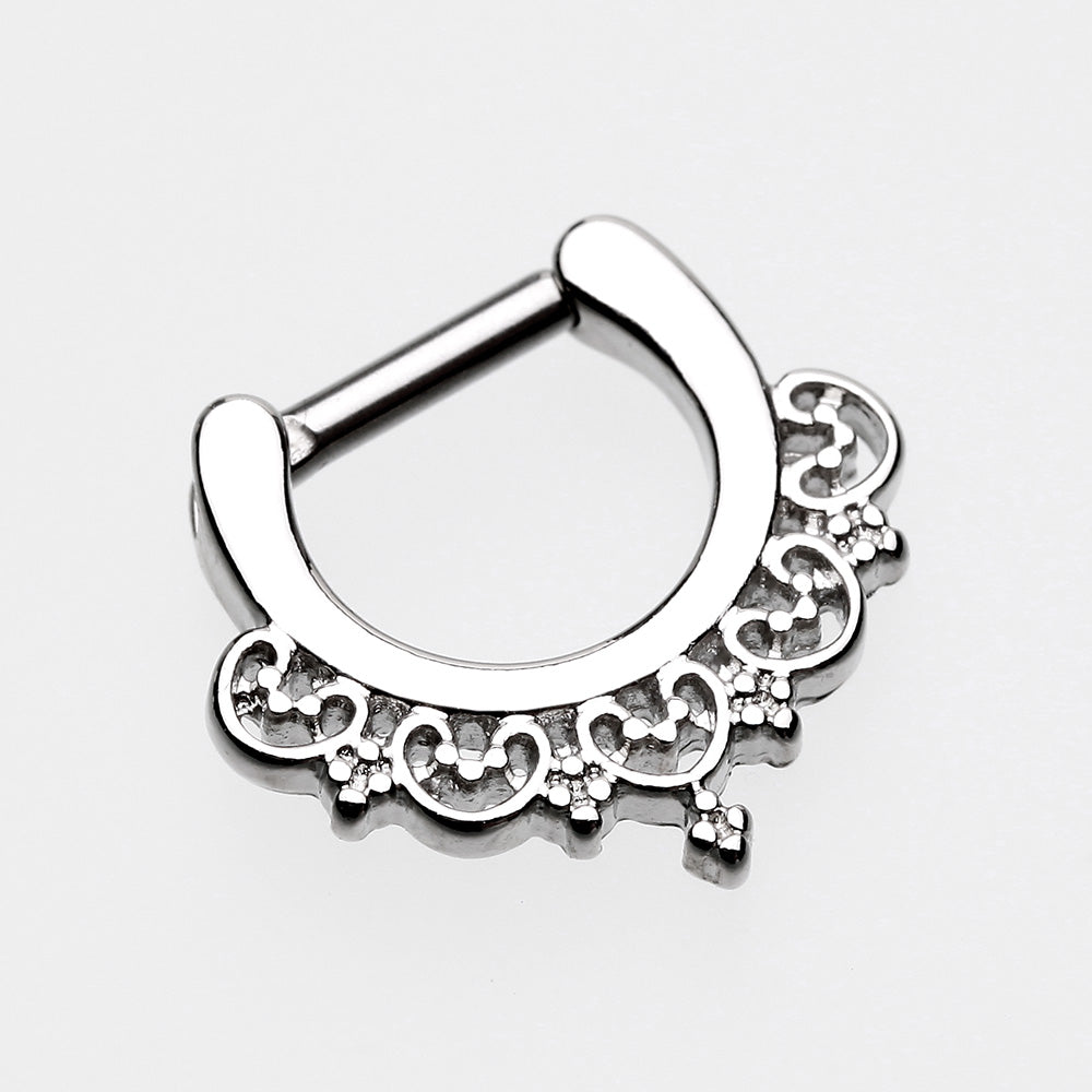 Detail View 2 of Celestial Filigree Septum Clicker-Steel