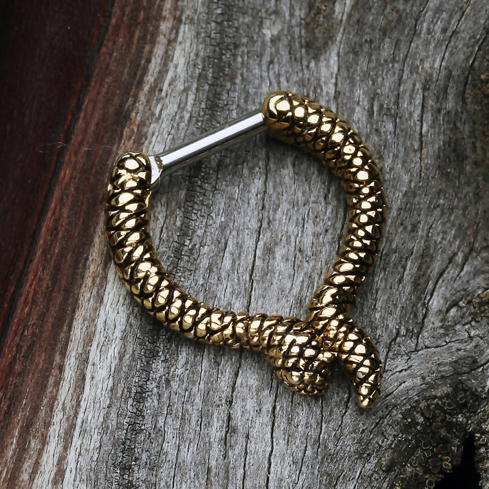 Detail View 2 of Golden Slithering Snake Septum Clicker