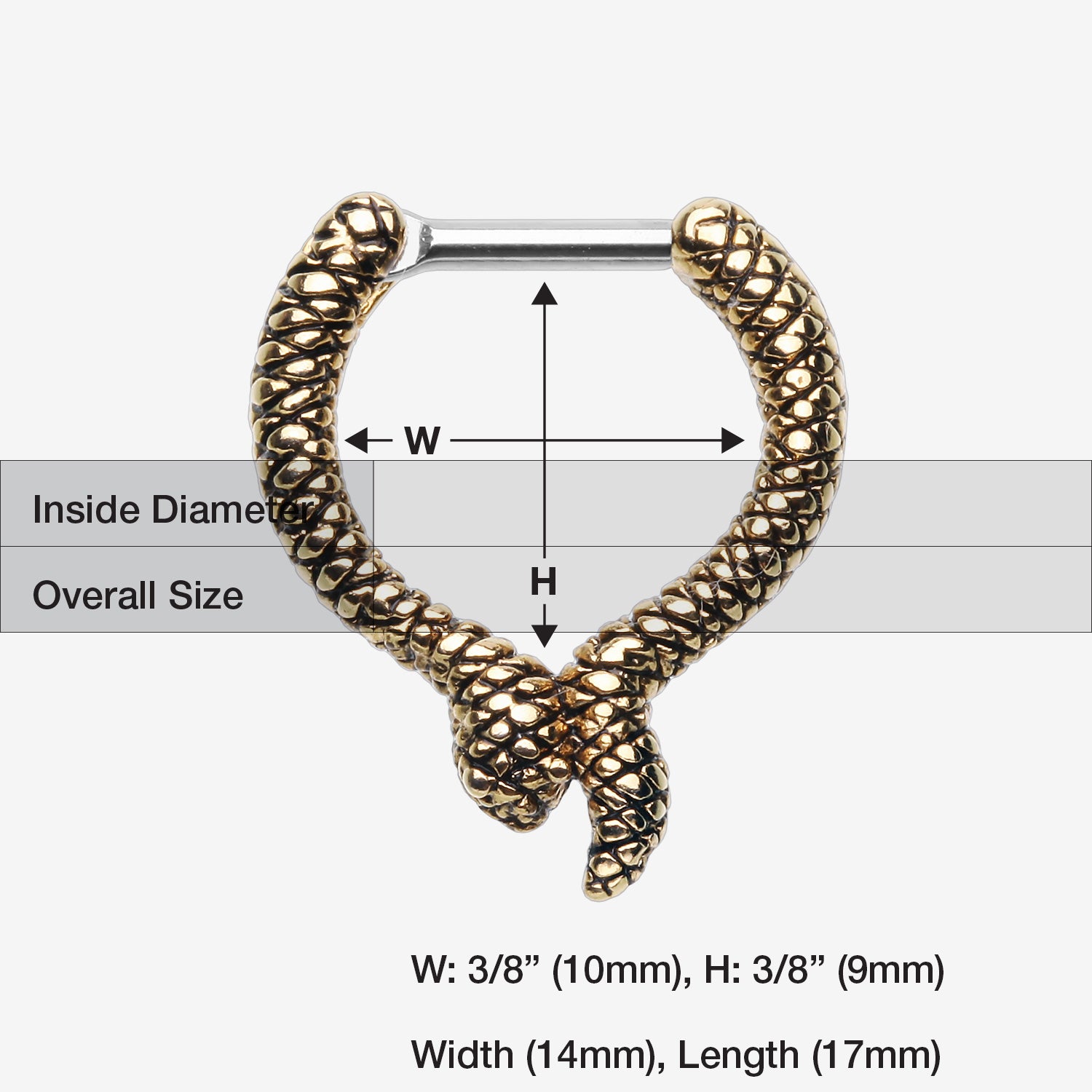 Detail View 1 of Golden Slithering Snake Septum Clicker