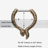 Detail View 1 of Golden Slithering Snake Septum Clicker