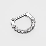 Detail View 2 of Glistening Multi-Gem Septum Clicker-Clear Gem