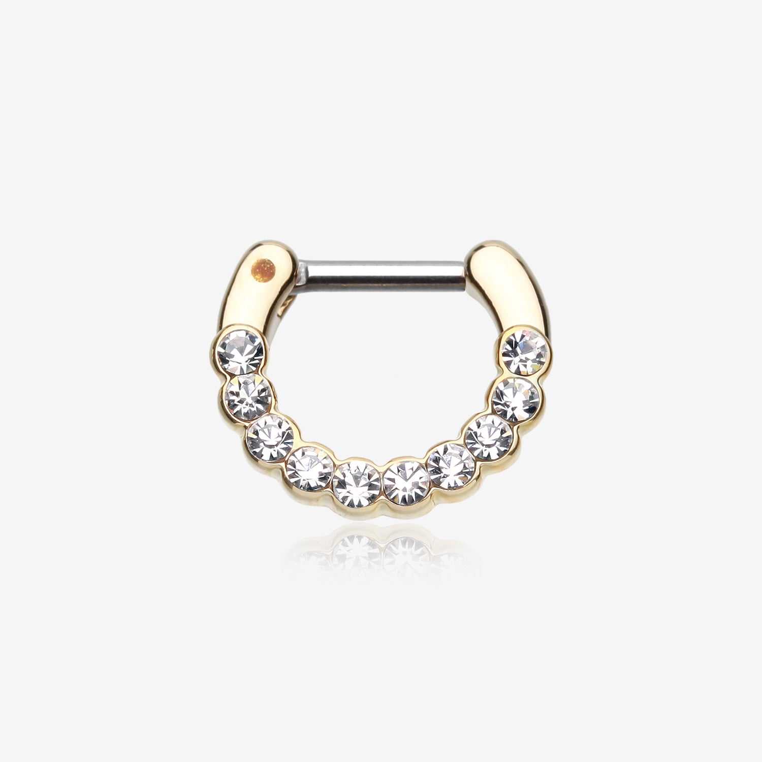 Golden Glistening Multi-Gem Septum Clicker-Clear Gem