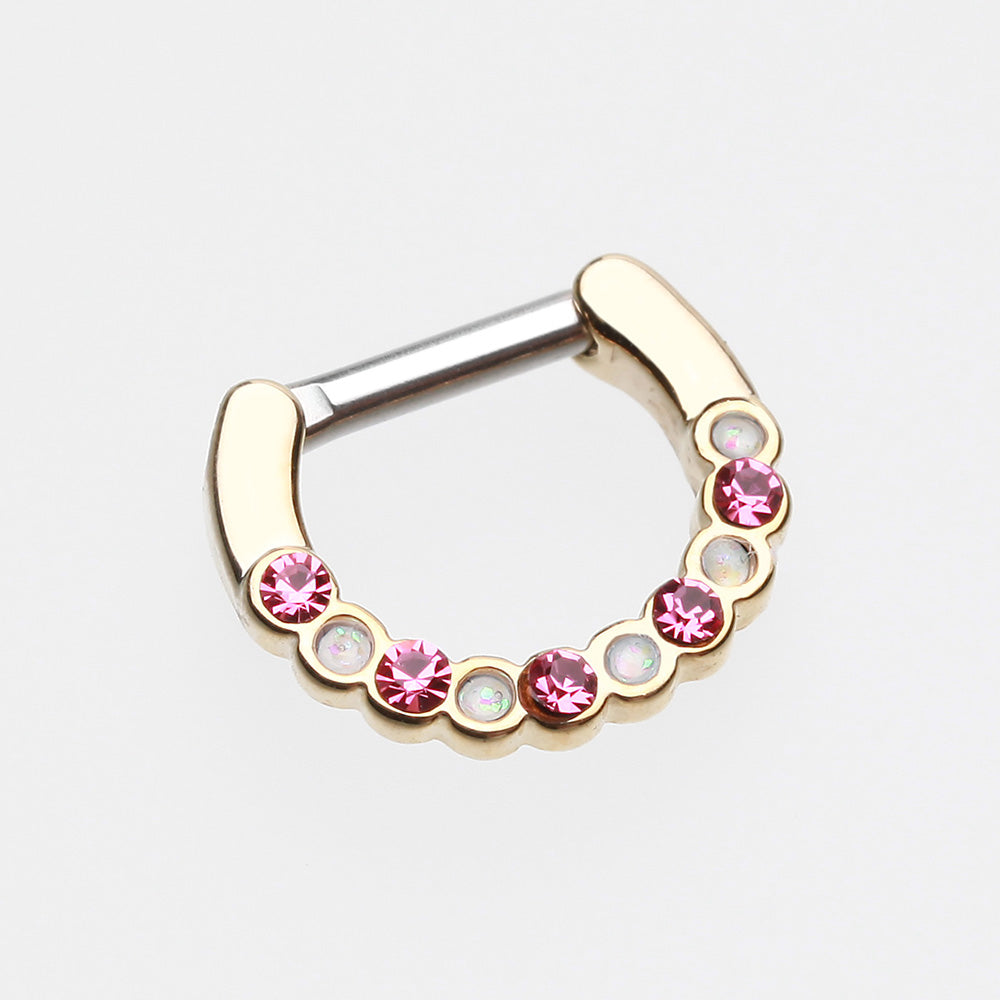 Detail View 2 of Golden Opal Paradigm Septum Clicker-Pink