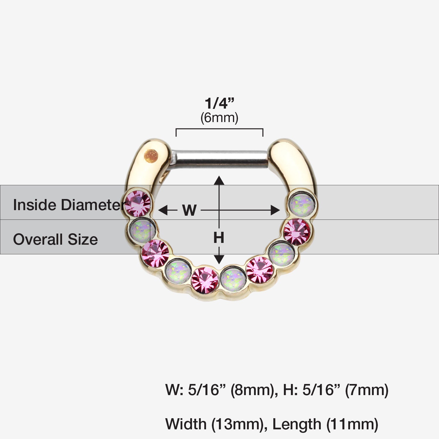 Detail View 1 of Golden Opal Paradigm Septum Clicker-Pink