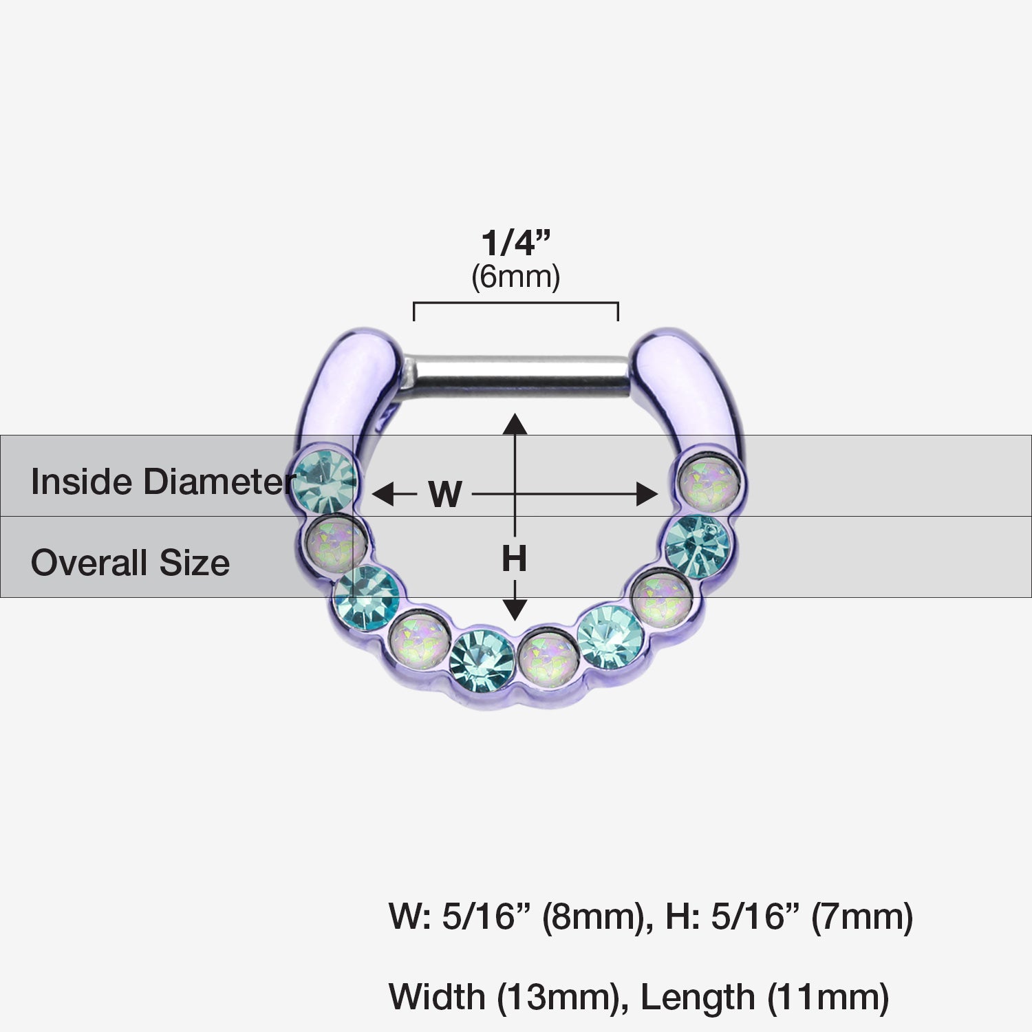Detail View 1 of Colorline Opal Paradigm Septum Clicker-Purple/Aqua