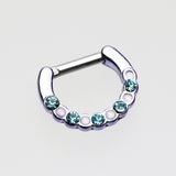 Detail View 2 of Colorline Opal Paradigm Septum Clicker-Purple/Aqua