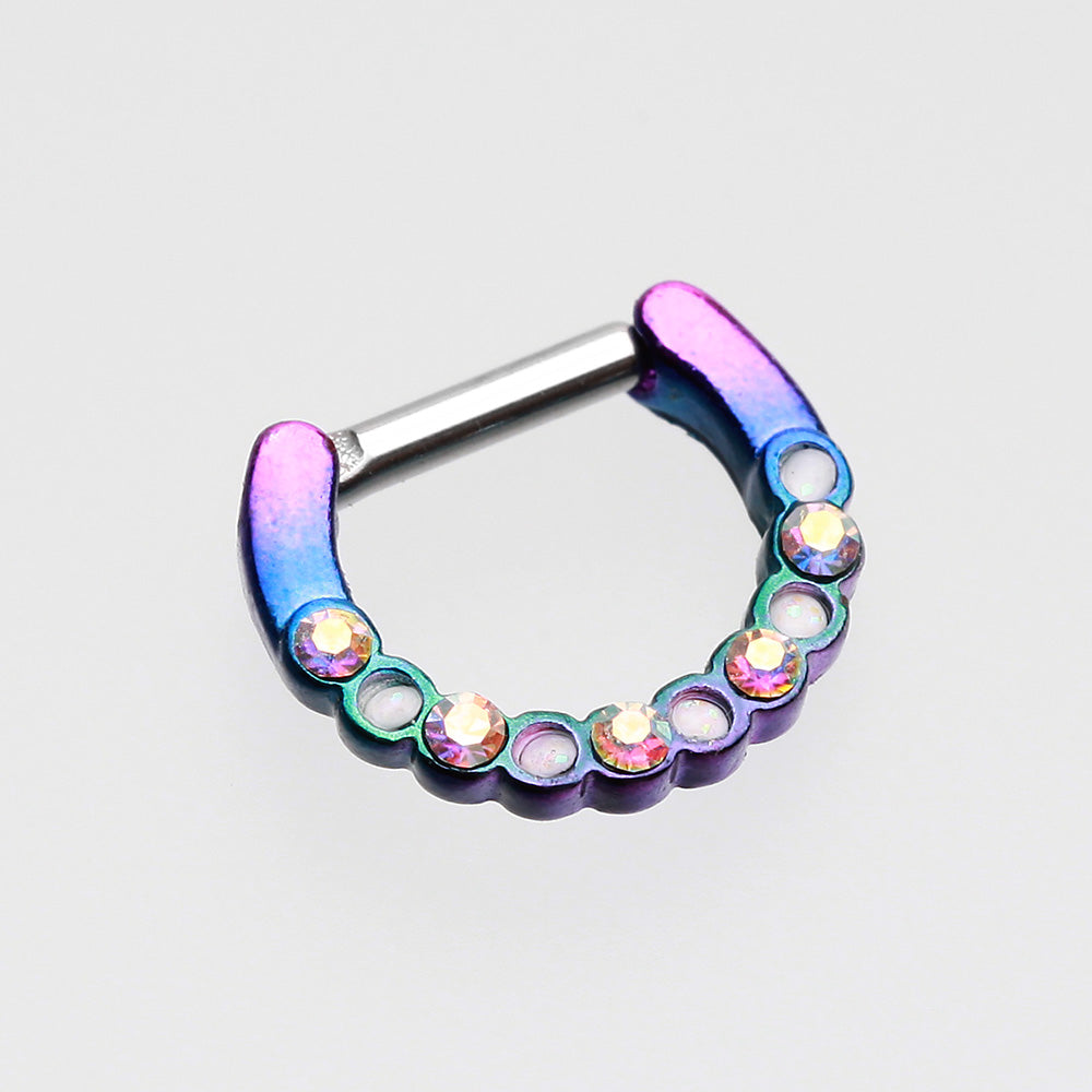 Detail View 2 of Colorline Opal Paradigm Septum Clicker-Rainbow/Aurora Borealis