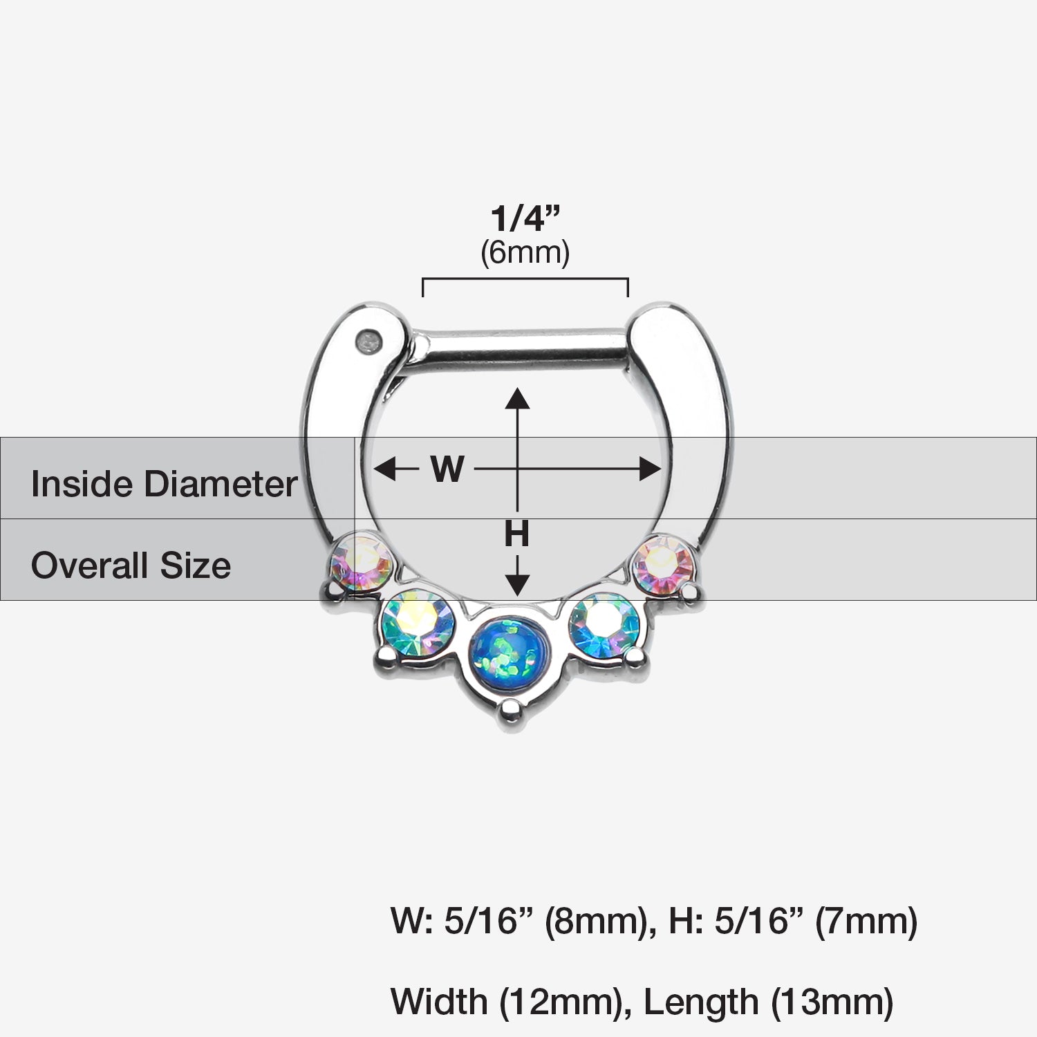 Detail View 1 of Classic Opal Precia Septum Clicker-Aurora Borealis