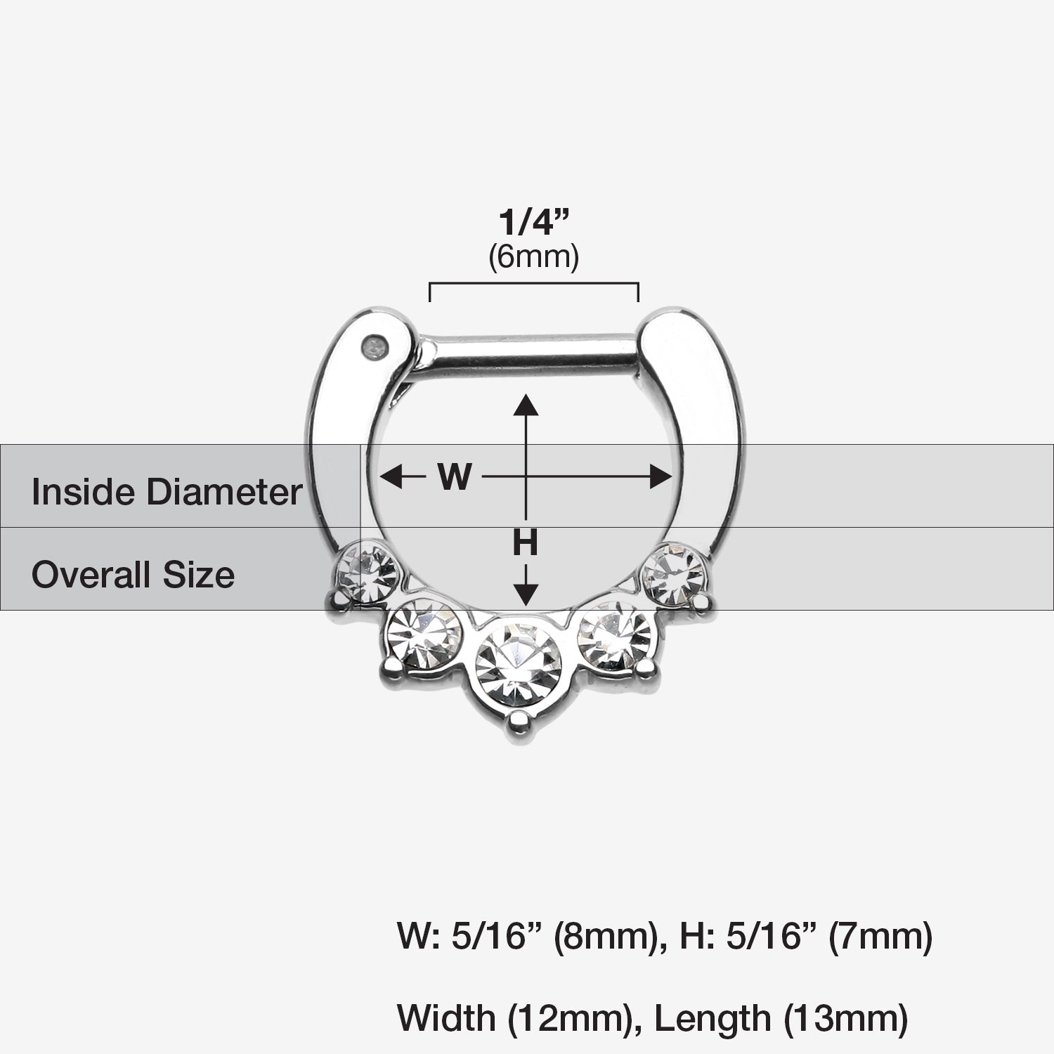 Detail View 1 of Classic Multi-Gem Precia Septum Clicker-Clear Gem