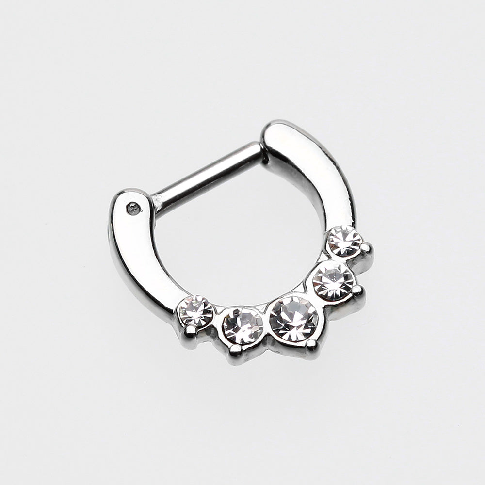 Detail View 2 of Classic Multi-Gem Precia Septum Clicker-Clear Gem