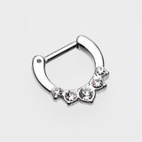 Detail View 2 of Classic Multi-Gem Precia Septum Clicker-Clear Gem