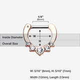 Detail View 1 of Rose Gold Multi-Gem Precia Septum Clicker-Clear Gem