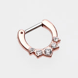 Detail View 2 of Rose Gold Multi-Gem Precia Septum Clicker-Clear Gem