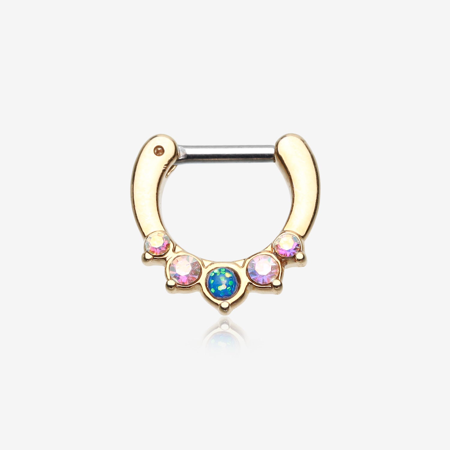 Golden Opal Precia Septum Clicker-Black/Aurora Borealis