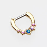 Detail View 2 of Golden Opal Precia Septum Clicker-Black/Aurora Borealis