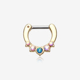 Golden Opal Precia Septum Clicker-Black/Aurora Borealis