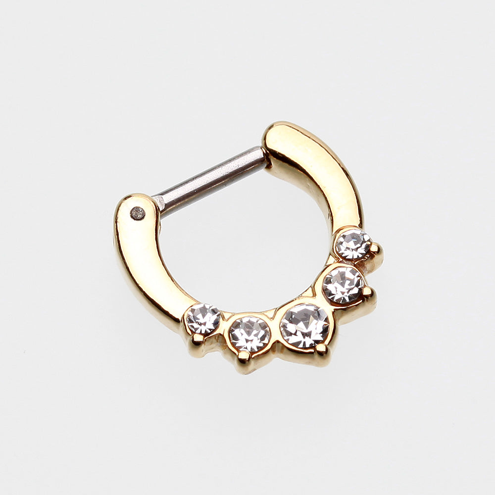 Detail View 2 of Golden Multi-Gem Precia Septum Clicker-Clear Gem