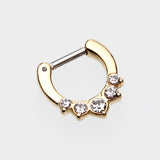 Detail View 2 of Golden Multi-Gem Precia Septum Clicker-Clear Gem