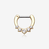 Golden Multi-Gem Precia Septum Clicker-Clear Gem