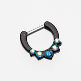 Detail View 2 of Colorline Opal Precia Septum Clicker-Black/Aurora Borealis