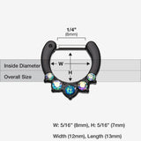 Detail View 1 of Colorline Opal Precia Septum Clicker-Black/Aurora Borealis