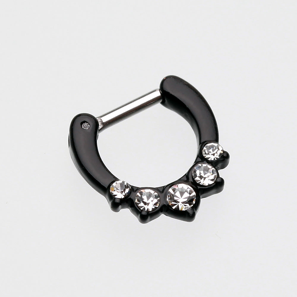 Detail View 2 of Colorline Multi-Gem Precia Septum Clicker-Black/Clear