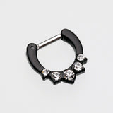 Detail View 2 of Colorline Multi-Gem Precia Septum Clicker-Black/Clear