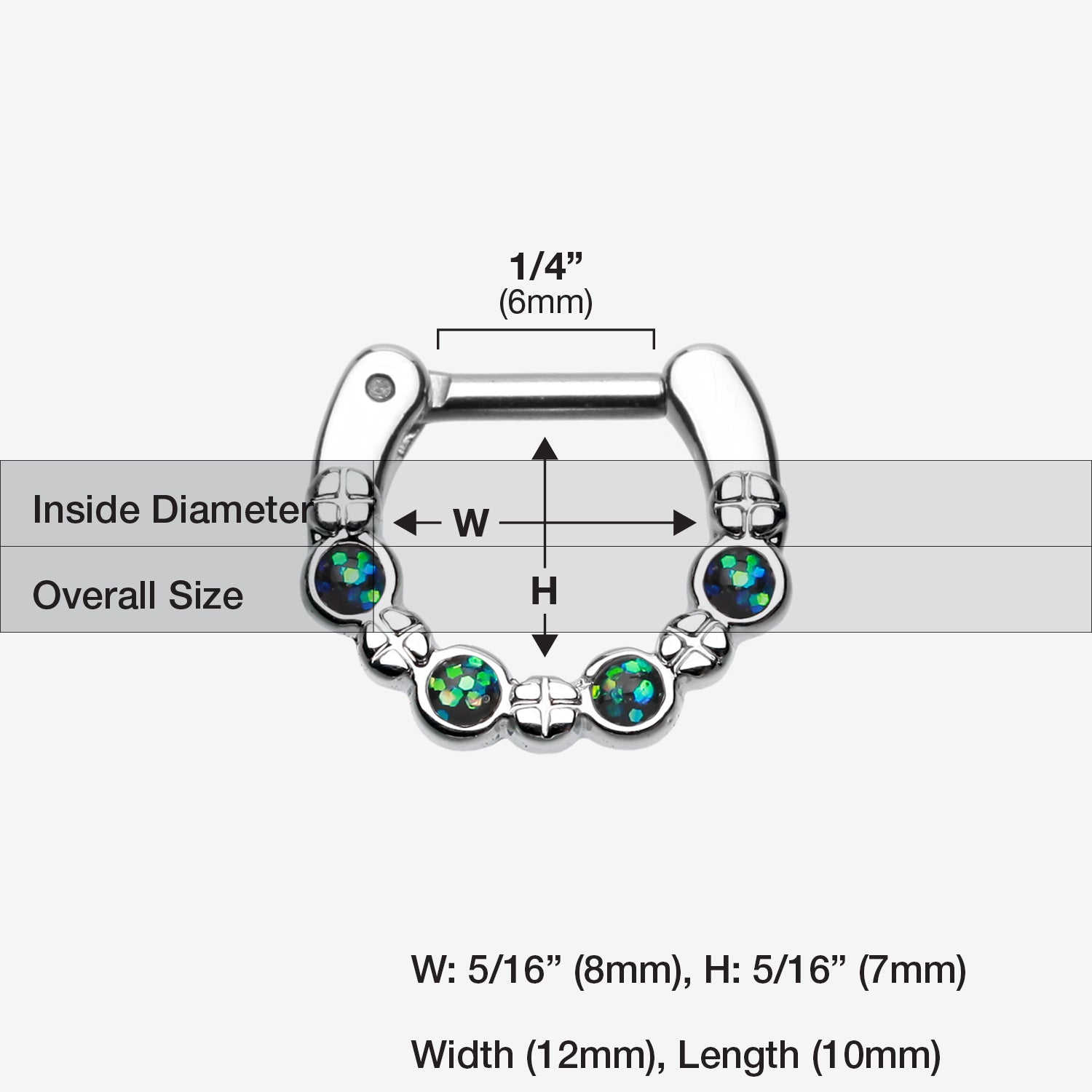 Detail View 1 of Classic Aurea Sparkle Septum Clicker -Black