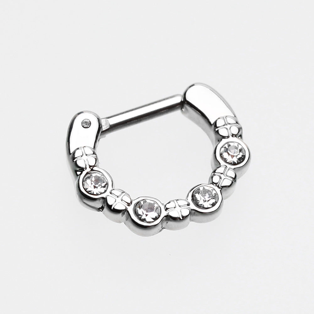 Detail View 2 of Elan Multi-Gem Septum Clicker-Clear Gem