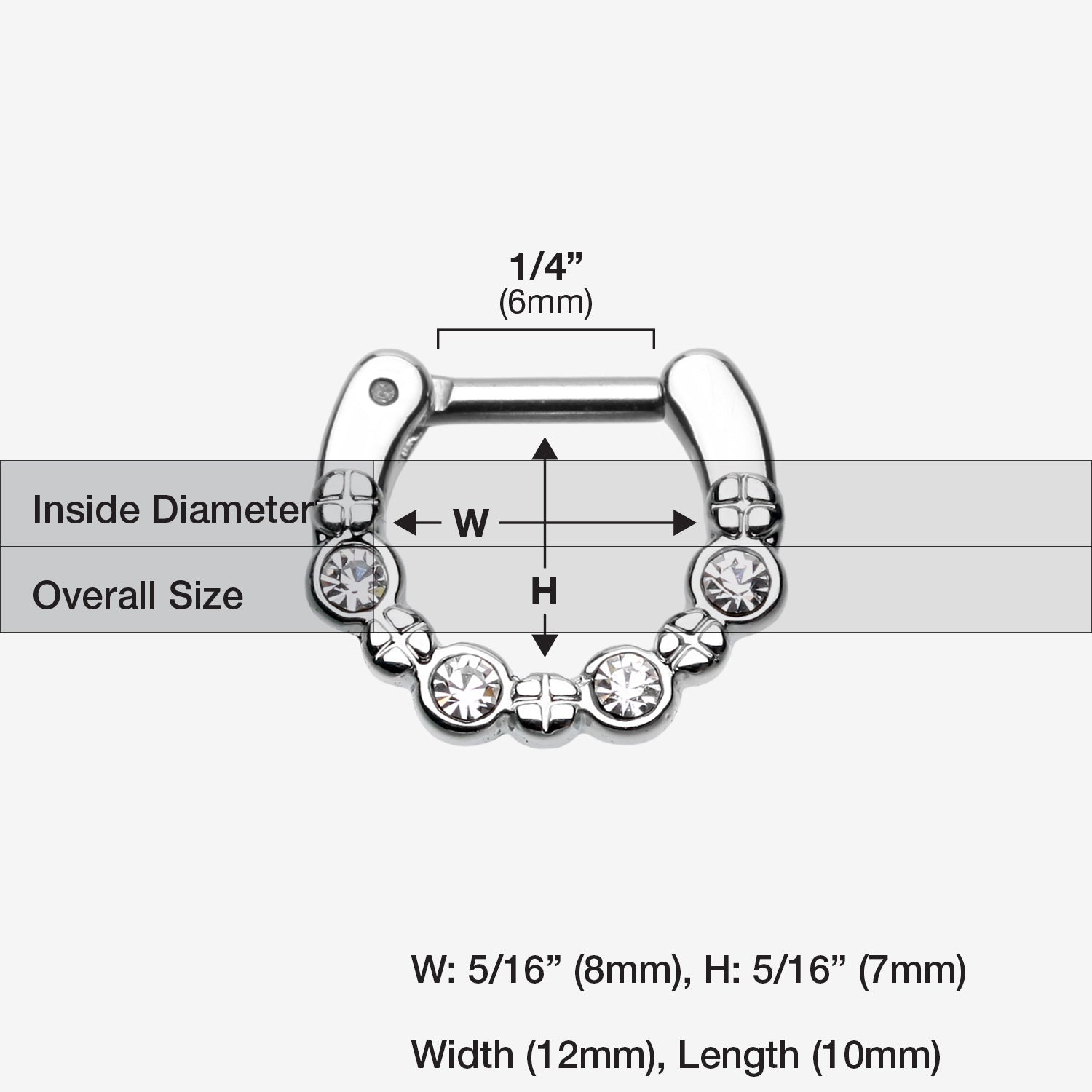 Detail View 1 of Elan Multi-Gem Septum Clicker-Clear Gem