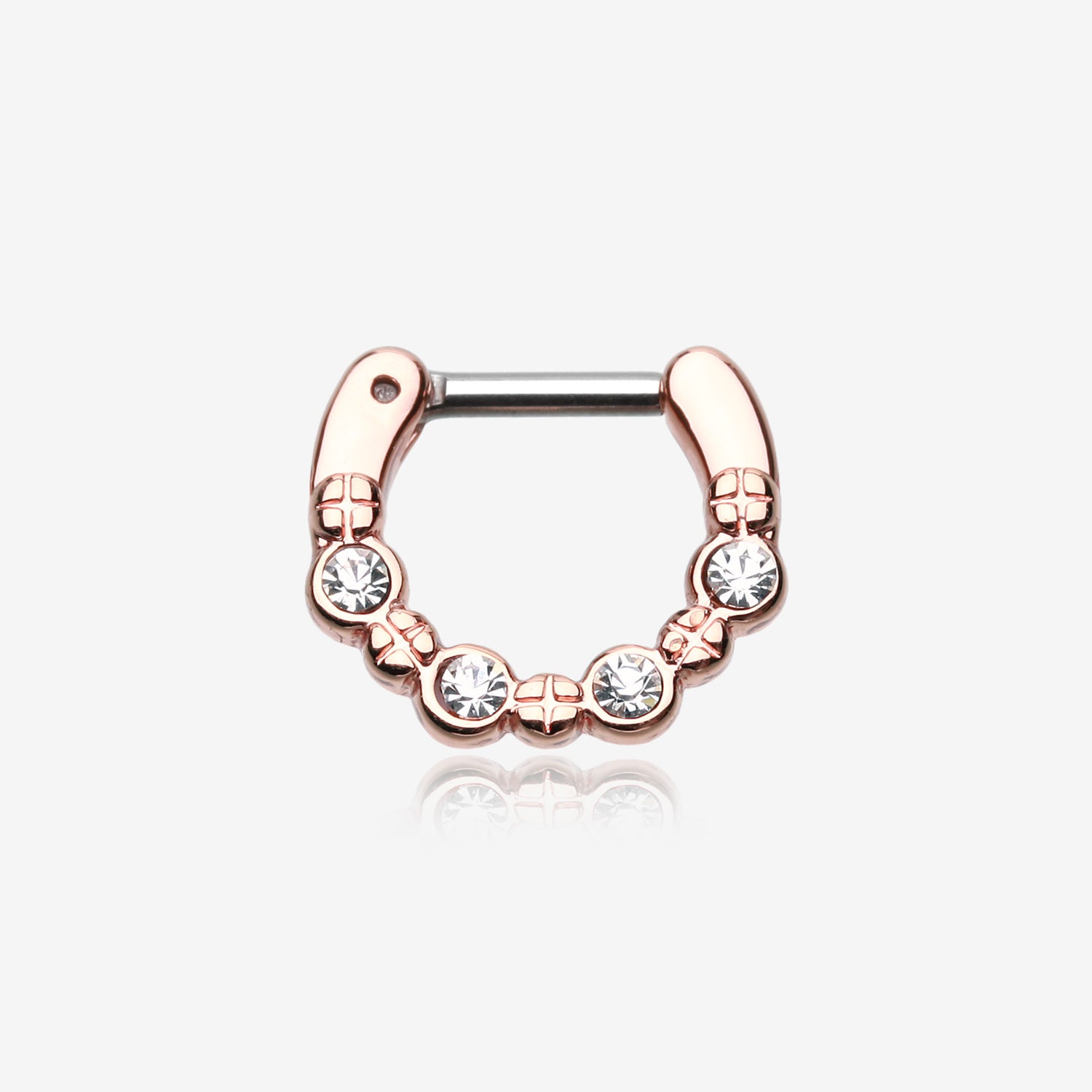 Rose Gold Elan Multi-Gem Septum Clicker-Clear Gem