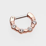 Detail View 2 of Rose Gold Elan Multi-Gem Septum Clicker-Clear Gem
