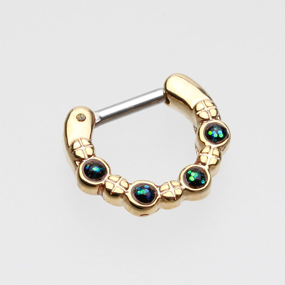 Detail View 2 of Golden Aurea Sparkle Septum Clicker -Black