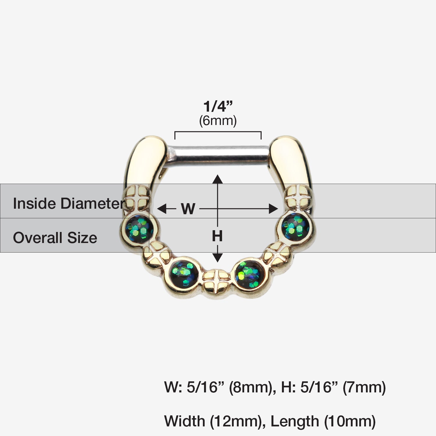 Detail View 1 of Golden Aurea Sparkle Septum Clicker -Black