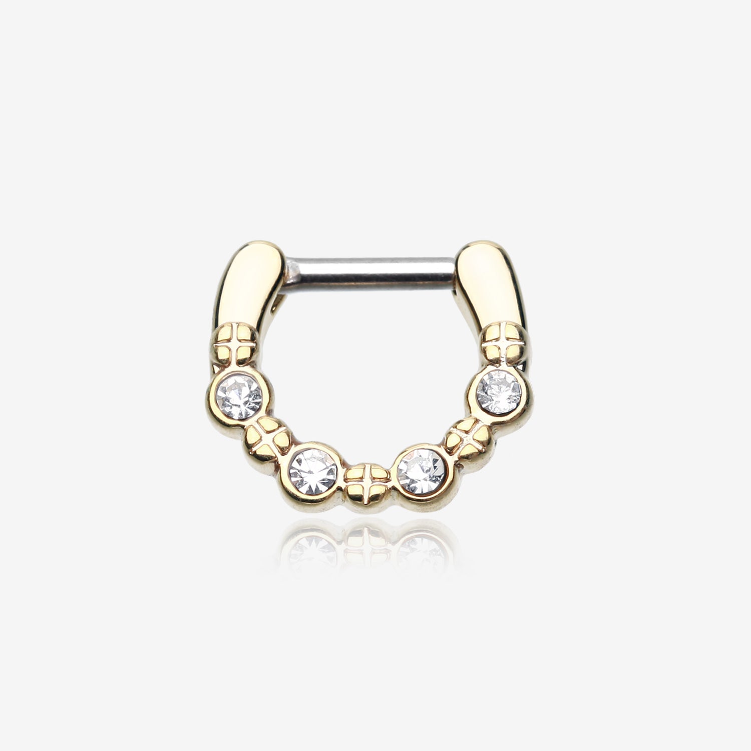 Golden Elan Multi-Gem Septum Clicker-Clear Gem
