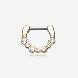 Golden Elan Multi-Gem Septum Clicker-Clear Gem