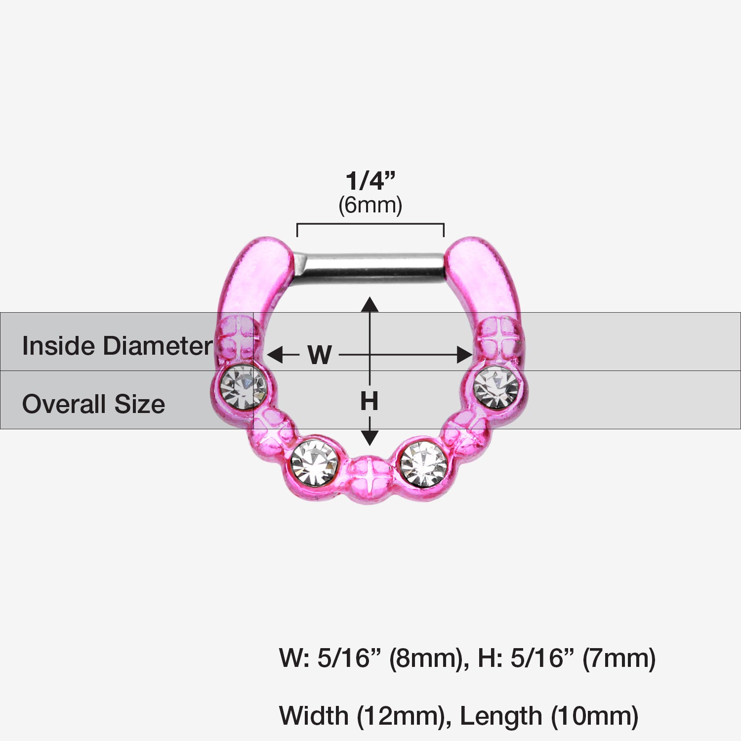Detail View 1 of Colorline Elan Multi-Gem Septum Clicker-Pink/Clear