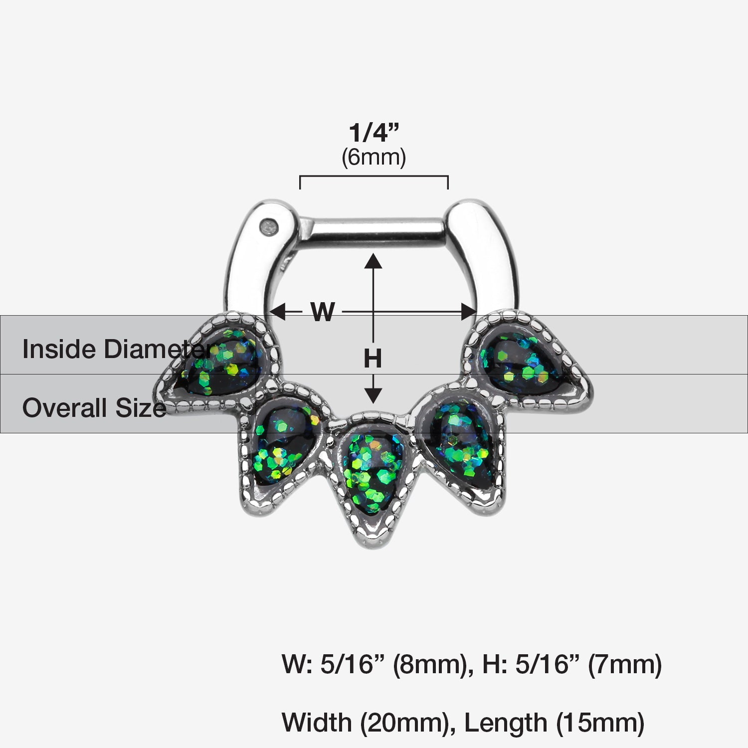 Detail View 1 of Opal Quinary Spear Septum Clicker-Black