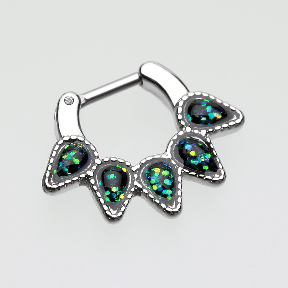 Detail View 2 of Opal Quinary Spear Septum Clicker-Black