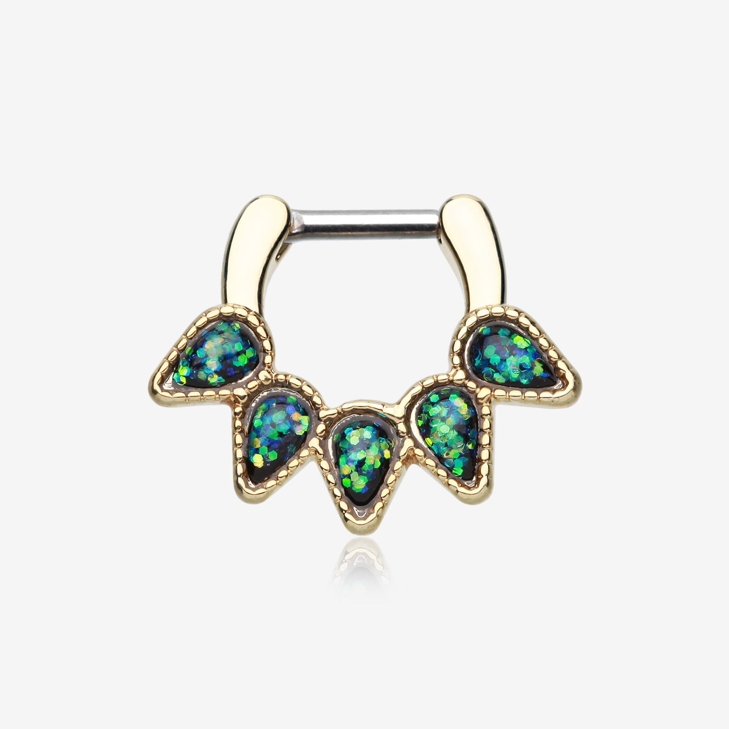 Golden Opal Quinary Spear Septum Clicker-Black