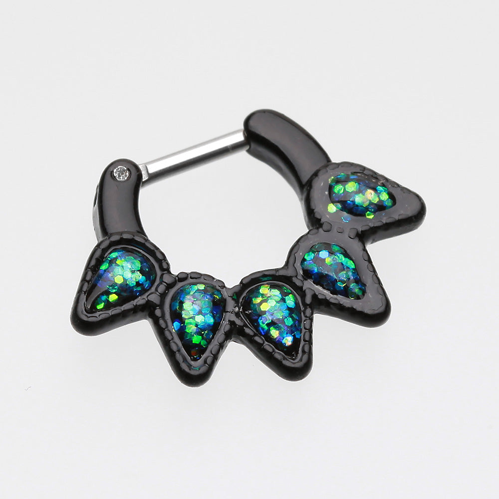 Detail View 2 of Colorline Opal Quinary Spear Septum Clicker-Black