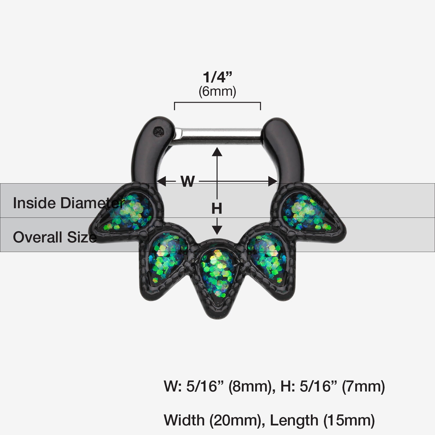 Detail View 1 of Colorline Opal Quinary Spear Septum Clicker-Black