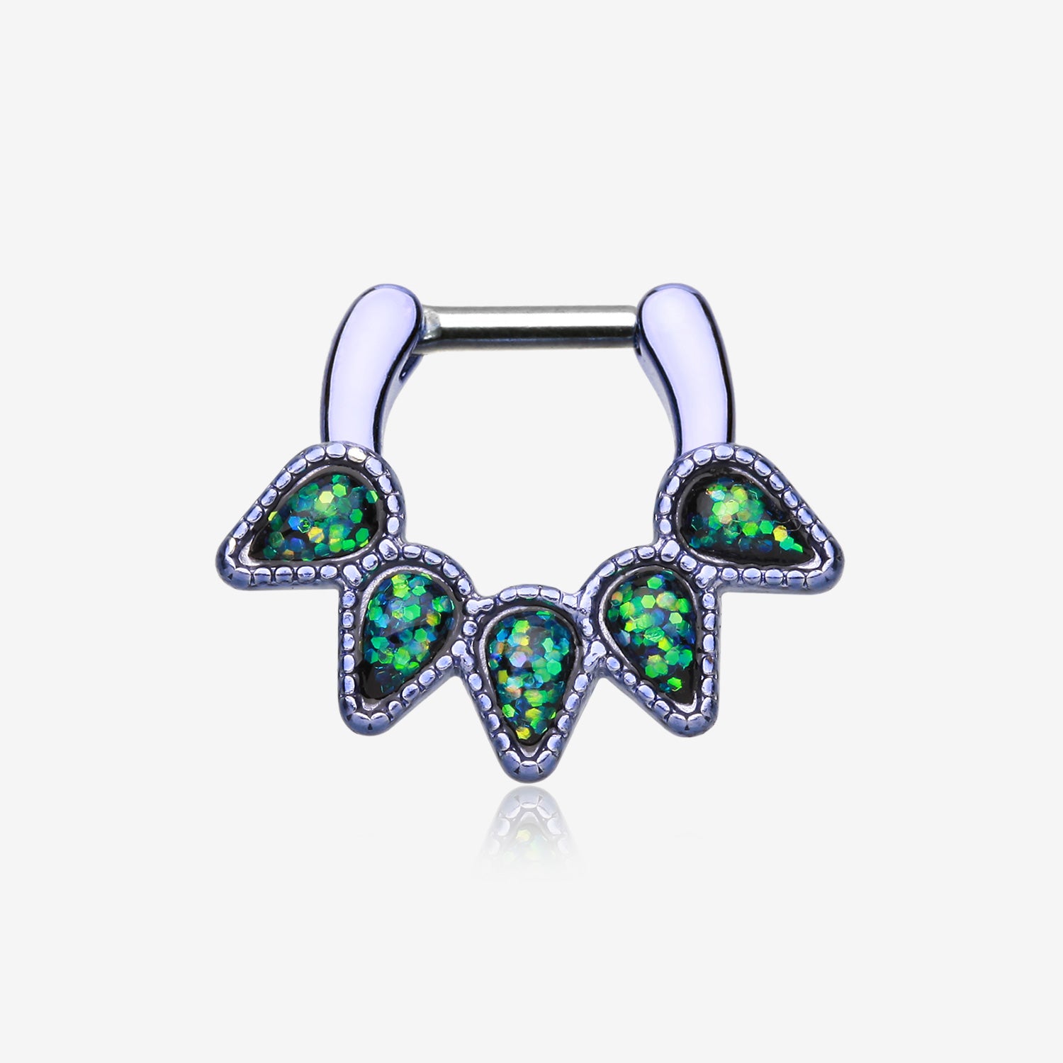 Colorline Opal Quinary Spear Septum Clicker-Purple/Black
