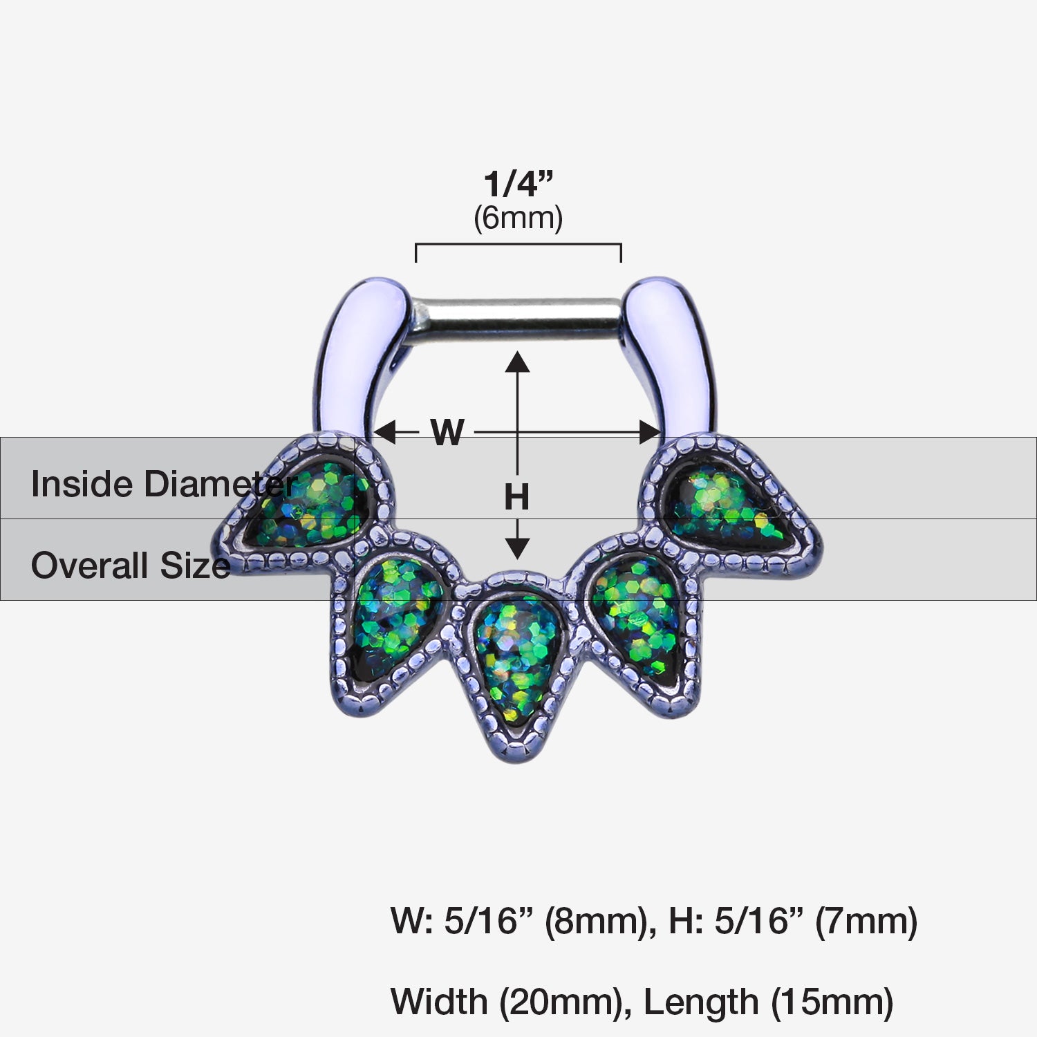 Detail View 1 of Colorline Opal Quinary Spear Septum Clicker-Purple/Black