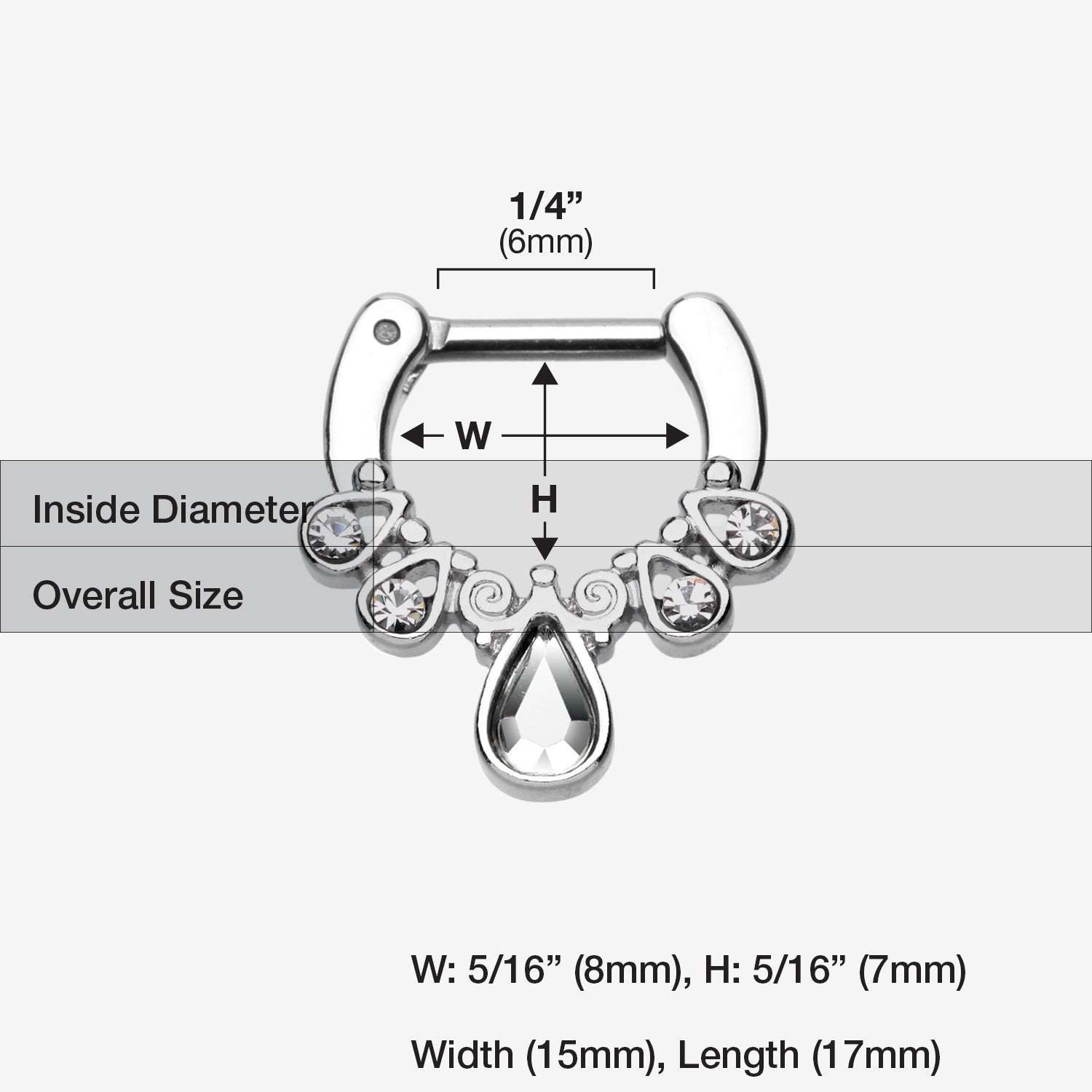 Detail View 1 of Radiant Kao Septum Clicker-Clear Gem