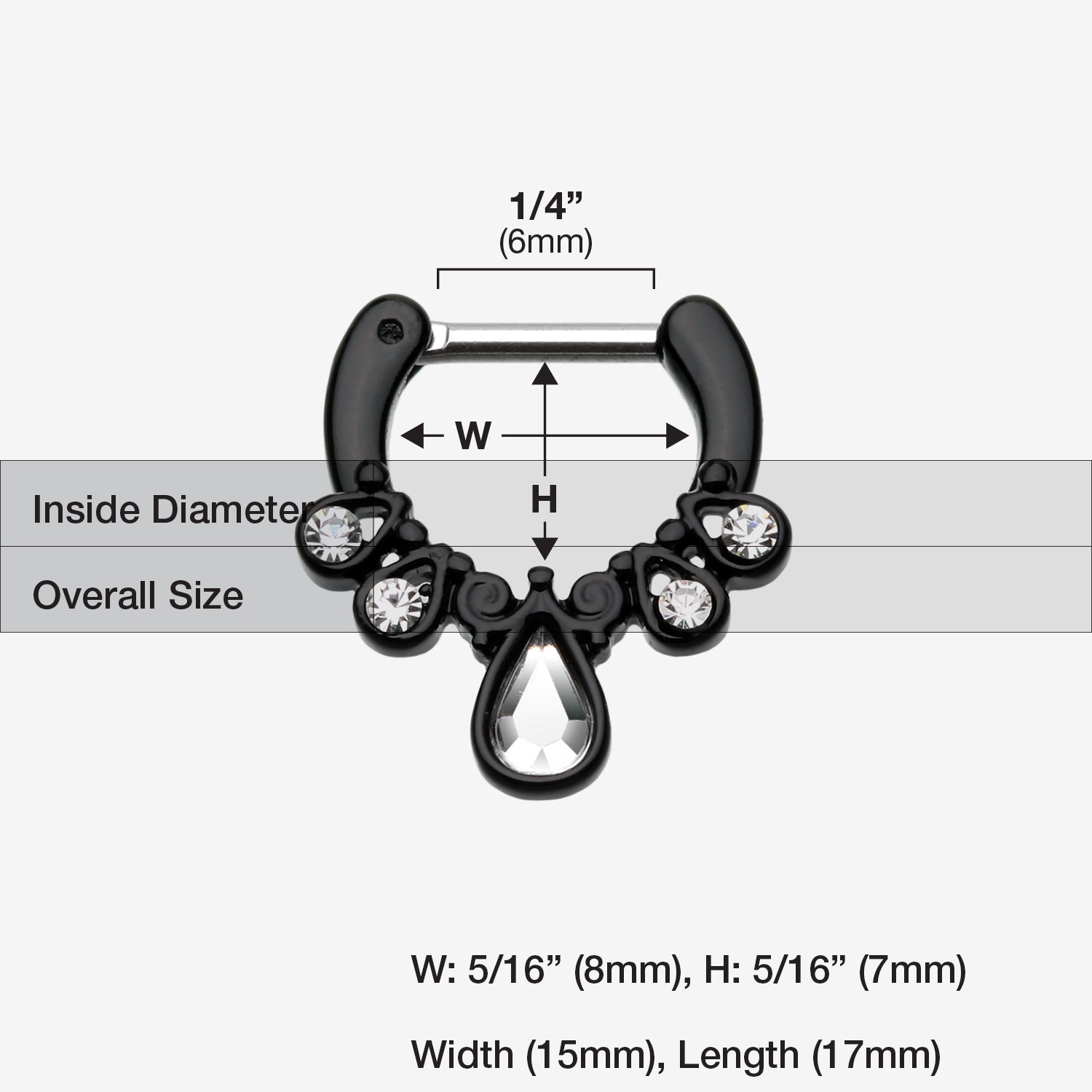 Detail View 1 of Colorline Radiant Kao Septum Clicker-Black/Clear
