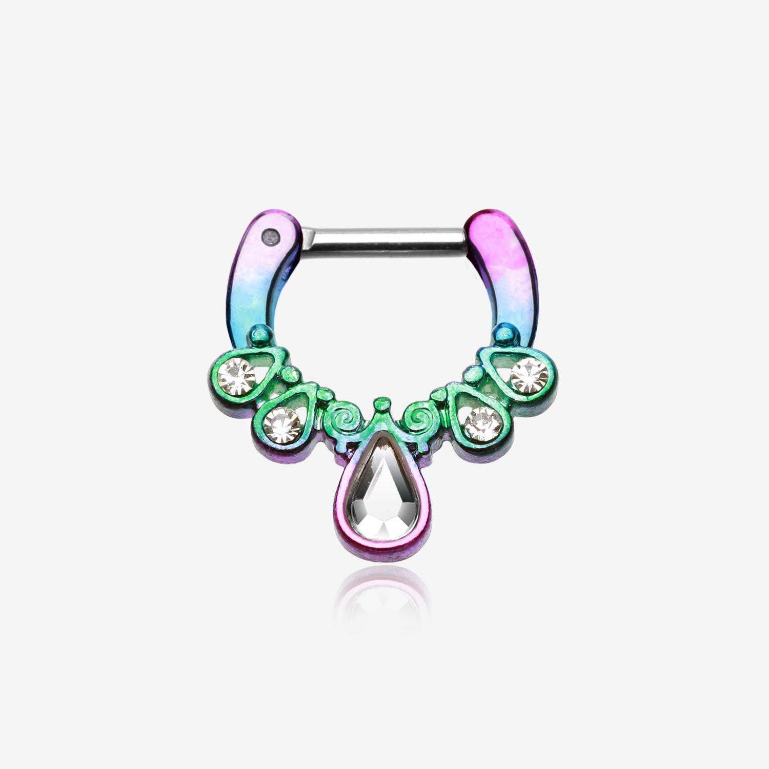 Colorline Radiant Kao Septum Clicker-Rainbow/Clear